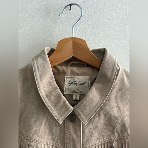 White Crow Westerner Tan Suede Leather Fringe Jacket, Size Small - Picture 4 of 16